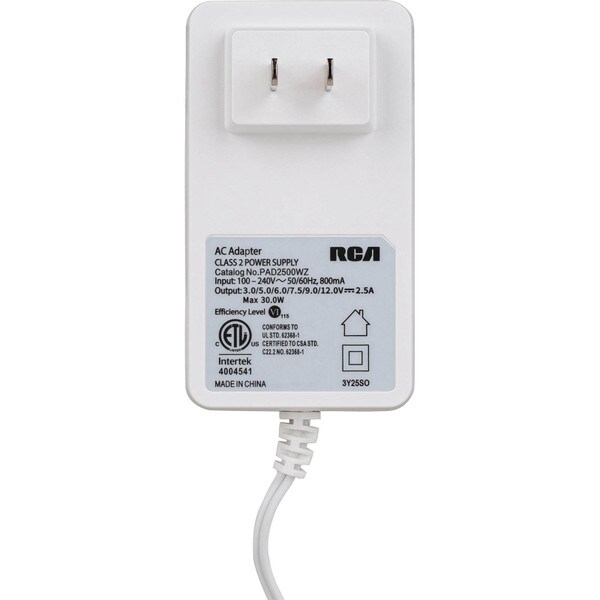Main product image for RCA PAD2500WZ1V 2500mA Universal AC to DC Power Adapter120-157